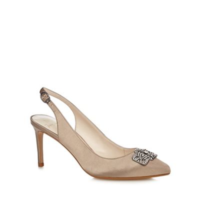 No. 1 Jenny Packham Taupe jewel embellished sling back court shoes